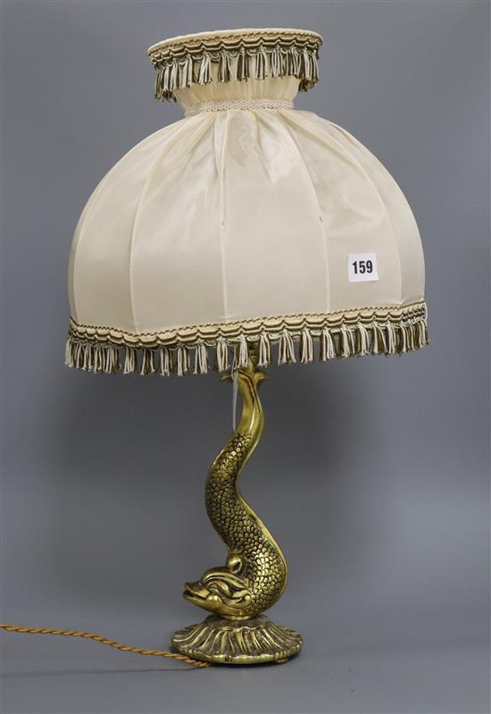 A cast brass dolphin Hermes lamp base